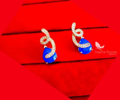 PE88E, Daphne French Blue Zircon Studded Earrings for Wife