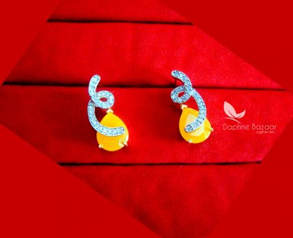PE89E, Daphne Yellow Zircon Studded Earrings for Women