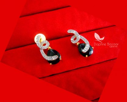PE91E, Daphne Black Zircon Studded Earrings for Women