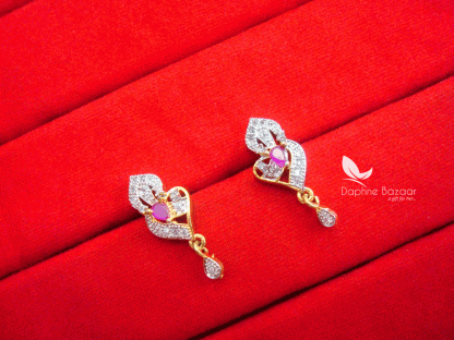 PE93, Daphne Cute Pink Zircon Earrings for Beautiful Surprise Gift for Wife