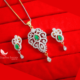 PE99, Daphne Green Zircon Pendant Set for Beautiful Surprise Gift for Wife