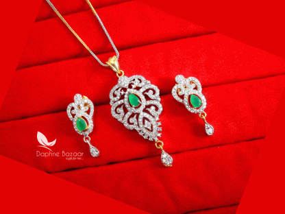 PE99, Daphne Green Zircon Pendant Set for Beautiful Surprise Gift for Wife