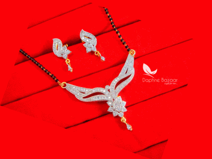 S64, Daphne Zircon Flower Mangalsutra set for Women, Gift for Wife