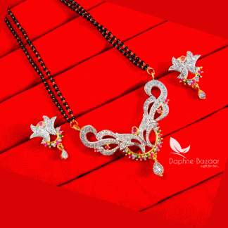 S65, Daphne Multicolour Zircon Flower Mangalsutra set for Women, Gift for Wife