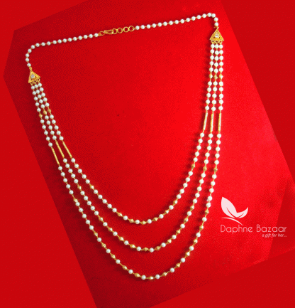 T80, Daphne Handmade Pearl Golden beads Zircon Chain for Women - Full View