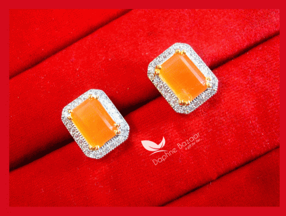 Z42, Daphne Orange Shade Zircon Studded Earrings for Women