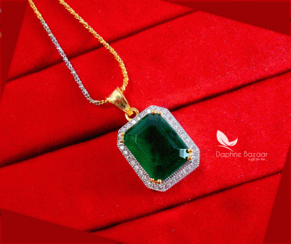 Z44, Daphne Green Zircon Studded Pendant for Women