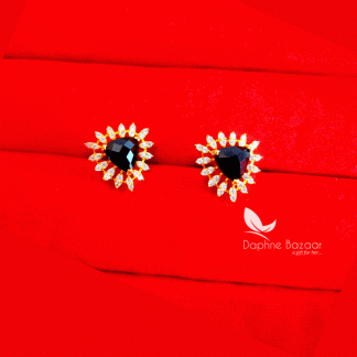 ZE15, Black Zircon Studded Gold Plated Earrings for Women