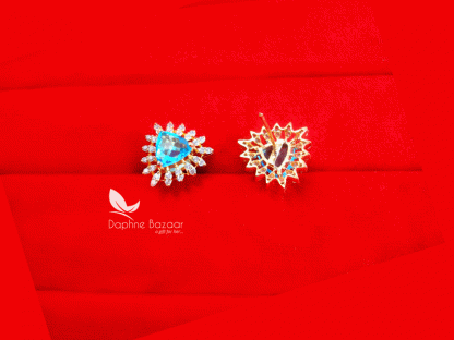 ZE16, Firoza Zircon Studded Gold Plated Earrings for Women - Back View