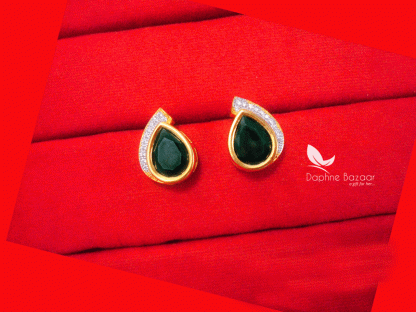 PE19, Daphne Green Zircon Studded Earrings for Women