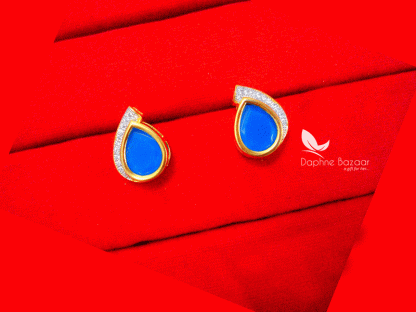 PE39, Daphne Sky Blue Zircon Studded Earrings for Women