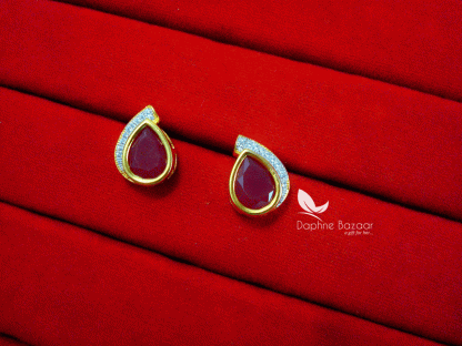 Z37, Daphne Maroon Zircon Studded Earrings for Women