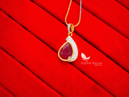 Z37, Daphne Maroon Zircon Studded Pendant for Women