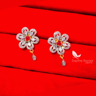 Z72, Daphne Pink Flower Zircon Studded Earrings for Women