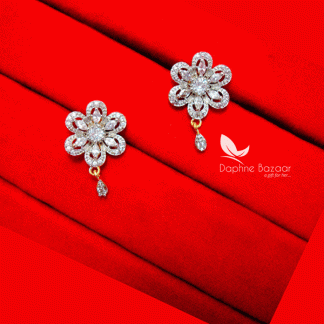 Z73, Daphne Flower Zircon Studded Earrings for Women