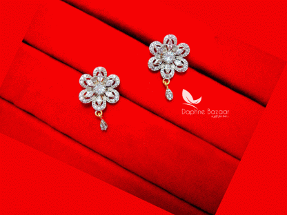 Z73, Daphne Flower Zircon Studded Earrings for Women