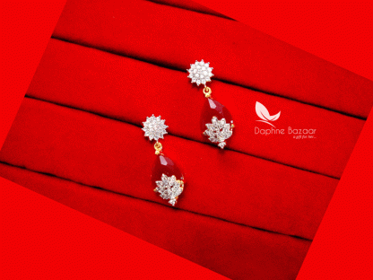 Z77, Daphne Maroon Zircon Designer Earrings for Valentine Gift for wife