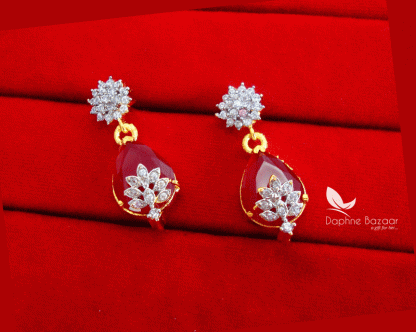 Z77, Daphne Maroon Zircon Designer Pendant Earrings for Gift for wife