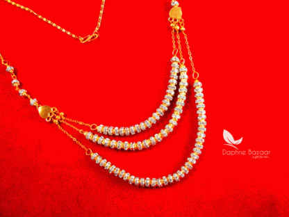 NC11, Daphne Handmade Golden beads Zircon Chain for Women closer view