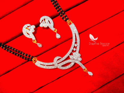 S741, Daphne Zircon Flower Mangalsutra set for Women, Gift for Wife