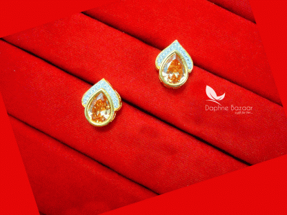 Z39, Daphne Amber Zircon Studded Earrings for Women