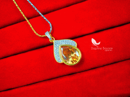 Z39, Daphne Amber Zircon Studded Pendant t for Women