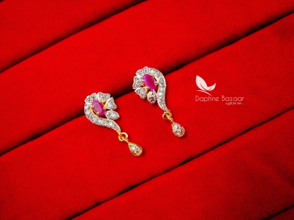 Z54, Daphne Pink Zircon Earrings for Beautiful Surprise Gift for Wife
