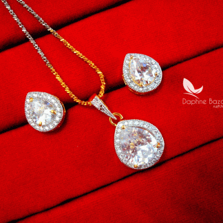 Z80, Daphne Premium Quality Zircon Pendant With Earrings Gift for Wife