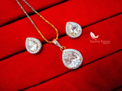 Z80, Daphne Premium Quality Zircon Pendant With Earrings Gift for Wife