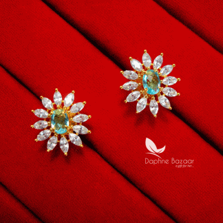 ZE23, Daphne Firozi Zircon Designer Earrings Best Surprise Birthday Gift for Wife