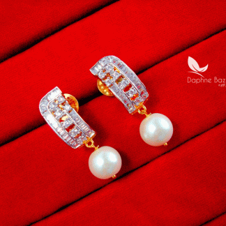 ZE26, Daphne Zircons Studded Pearl Droplet Earrings for women