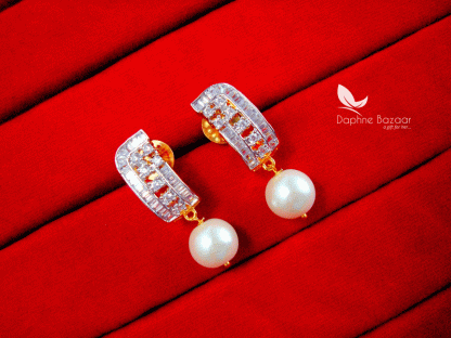 ZE26, Daphne Zircons Studded Pearl Droplet Earrings for women