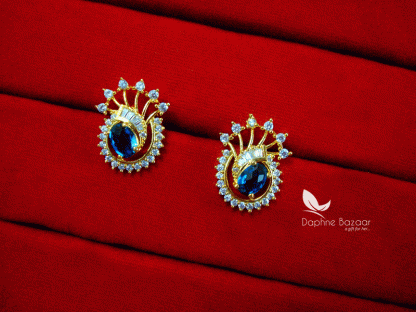 ZE28, Daphne Firozi Zircon Studded Gold Plated Earrings for Women