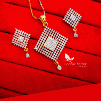 AD60 Daphne Shiny Square Pendant Set for Women, Gift for Wife