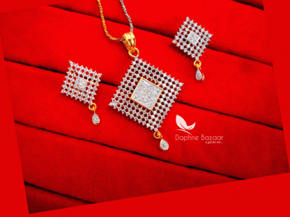 AD60 Daphne Shiny Square Pendant Set for Women, Gift for Wife