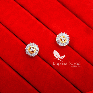 AD62, Daphne Zircon Golden Flower Earrings for Cute Anniversary Gifts