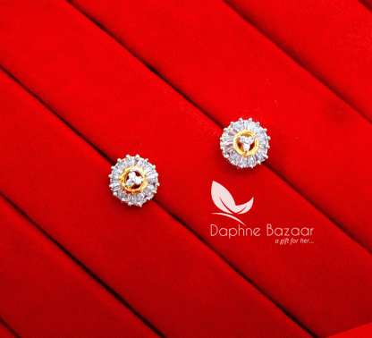 AD62, Daphne Zircon Golden Flower Earrings for Cute Anniversary Gifts