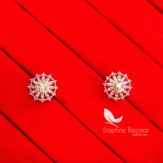 AD65, Daphne Zircon Flower Earrings for Cute Anniversary Gifts