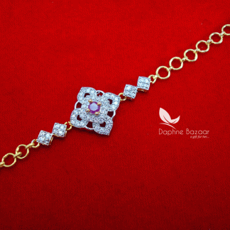 BR49, Daphne Pink Zircon Work Gold plated Bracelet for Women