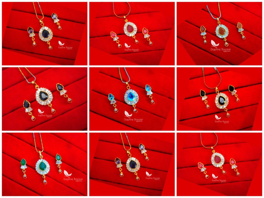 Daphne Zircon Designer Pendant Earrings - Select Color