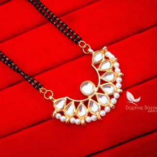 HC31, Daphne Golden Kundan Pearl Mangalsutra for Women closer