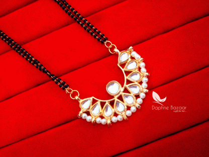 HC31, Daphne Golden Kundan Pearl Mangalsutra for Women closer