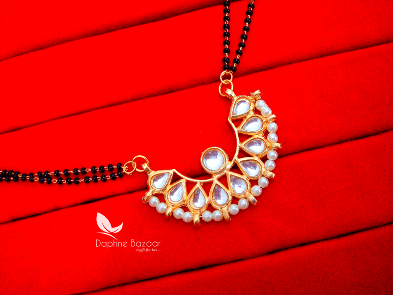 HC31, Daphne Golden Kundan Pearl Mangalsutra for Women – Buy Indian ...