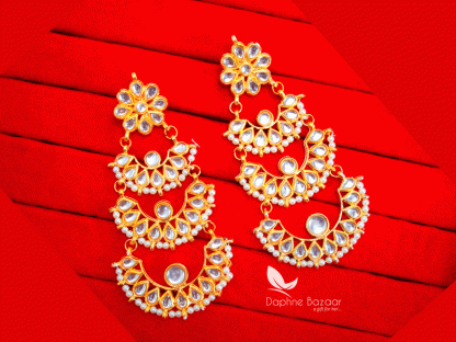KE41, Bollywood Fashion Gold Plated Kundan Earrings For Women