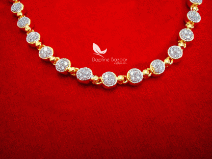 NC16, Daphne Handmade Golden beads Zircon Chain for Women (closer view)
