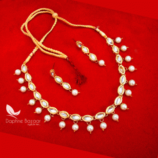NC17, Traditional Pearl Kundan Necklace Set with Earrings, for Women