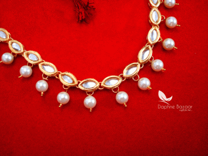 NC17, Traditional Pearl Kundan Necklace Set with Earrings, for Women (closer view)