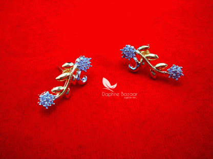NC18, Daphne Handmade Flora Golden Silver Zircon Earrings for Women