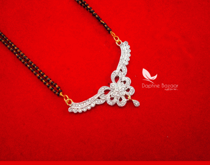 S69P, Daphne Zircon Flower Mangalsutra for Women, Gift for Wife (closer view)