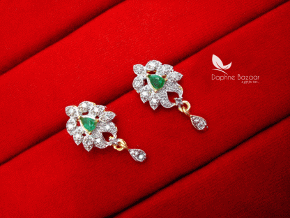 S751, Daphne Green Zircon Art Earrings for Women